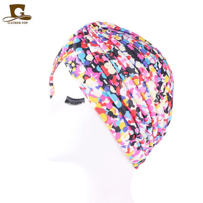 New Knotted Ruffle Turban Ladies Soft Headscarf Casual Streetwear Female Muslim Hijab Indian Hats Cancer Chemo Cap Turbante Beauty World Shop