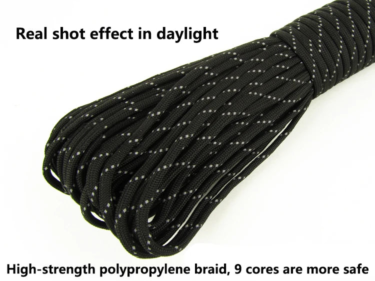 Reflective Paracord Military 7 Strand 4mm 550 Tactical Parachute Cord Camping Tent Lanyard DIY Bracelet Weaving Rope Beauty World Shop