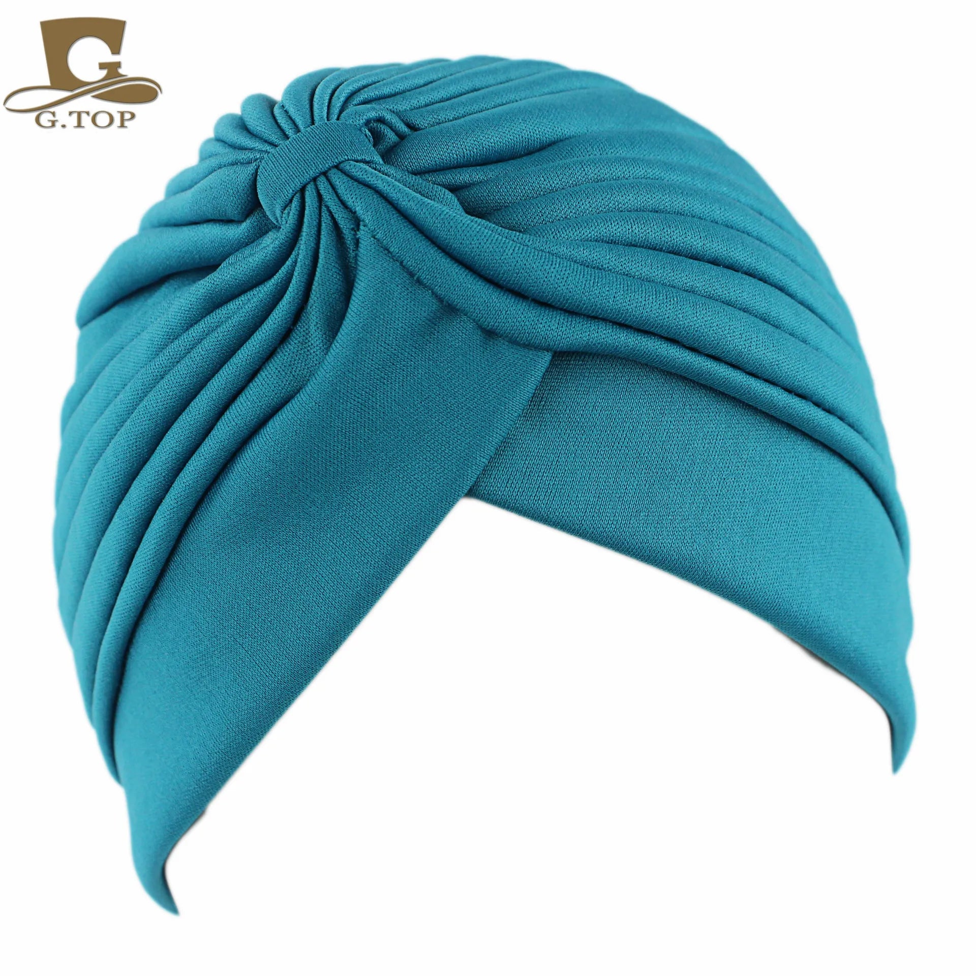 New Knotted Ruffle Turban Ladies Soft Headscarf Casual Streetwear Female Muslim Hijab Indian Hats Cancer Chemo Cap Turbante Beauty World Shop