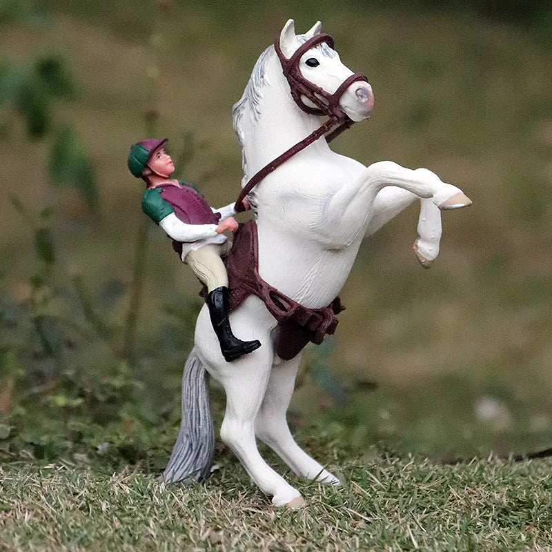 Oenux Farm Stable House Model Action Figures Emulational Horseman Horse Animals Playset Figurine Cute Educational Kids Toy Gift Beauty World Shop