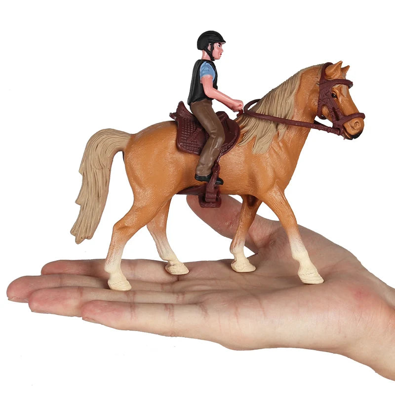 Oenux Farm Stable House Model Action Figures Emulational Horseman Horse Animals Playset Figurine Cute Educational Kids Toy Gift Beauty World Shop