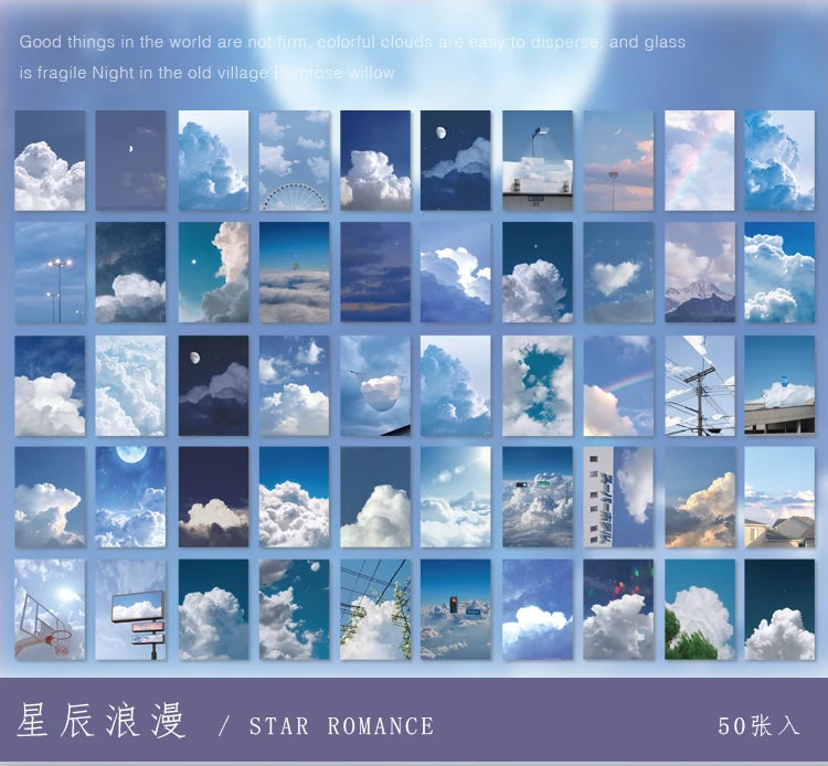 Yoofun 50 Sheets Natural Scenery&Art Paintings Stationery Stickers Book Aesthetic Landscape Cute Scrapbooking Planner Journaling Beauty World Shop