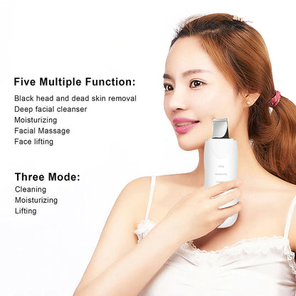 Ultrasonic Skin Scrubber Scrubber Deep Vibrate Facial Cleaner Shovel Face Scrubber Peeling Black Head Remover Facial Massager Beauty World Shop