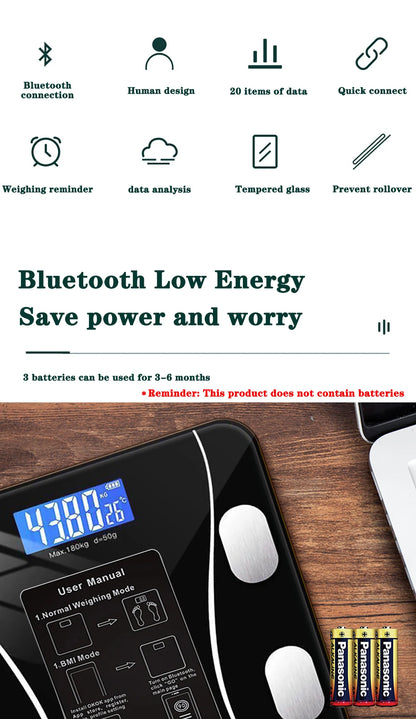 Body Fat Scale Smart Wireless Digital Bathroom Weight Scale Body Composition Analyzer With Smartphone App Bluetooth-compatible Beauty World Shop