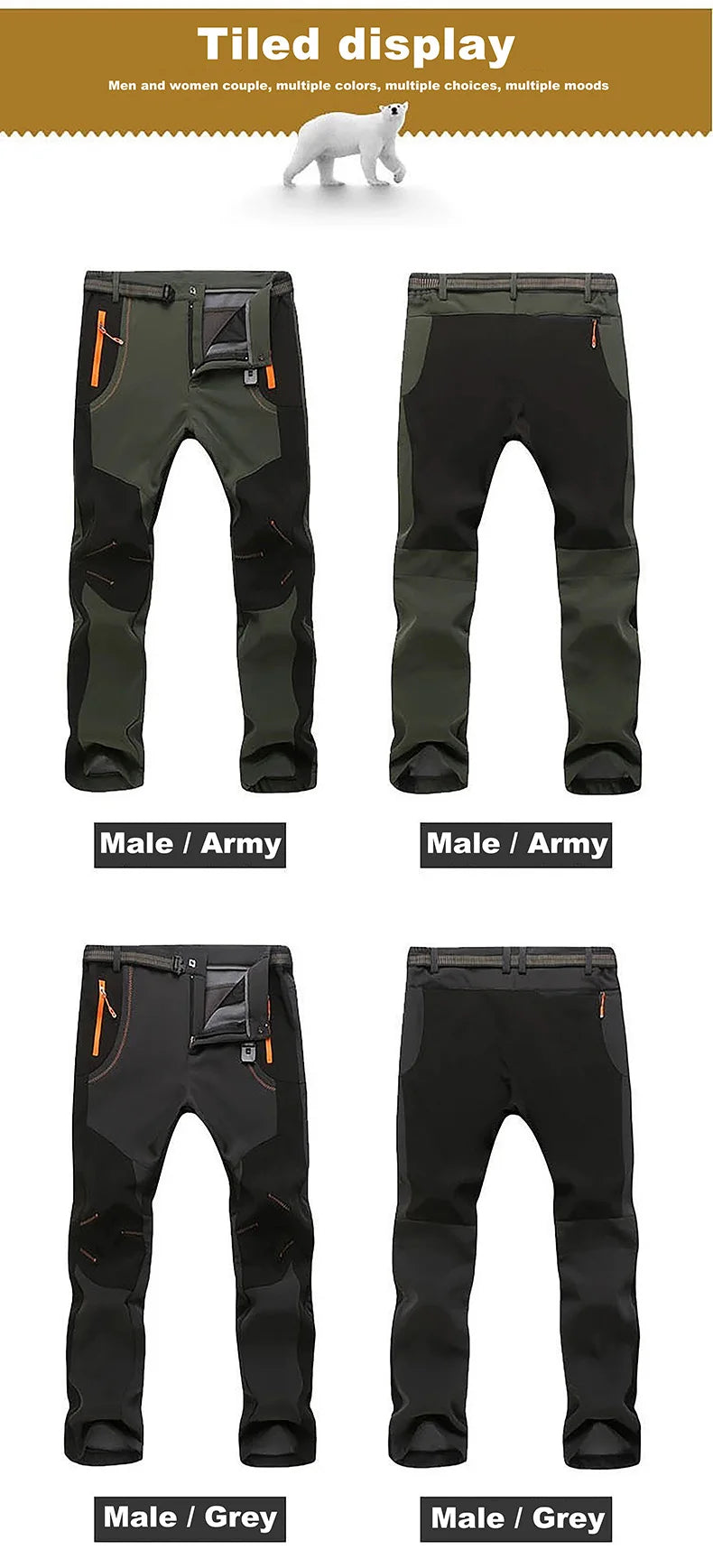 LNGXO Thick Warm Fleece Hiking Pants Men Winter Waterproof Windproof Outdoor Soft Shell Rain Trousers Trekking Camping Ski Pants Beauty World Shop