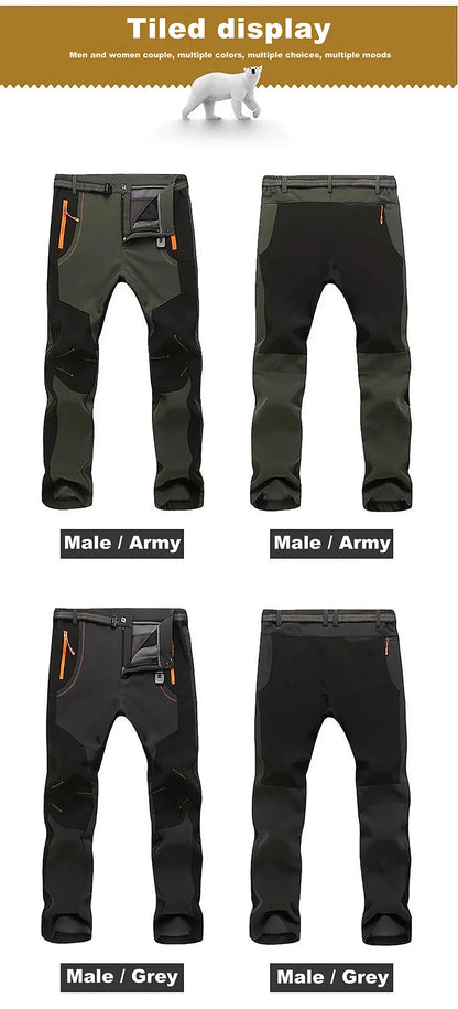 LNGXO Thick Warm Fleece Hiking Pants Men Winter Waterproof Windproof Outdoor Soft Shell Rain Trousers Trekking Camping Ski Pants Beauty World Shop