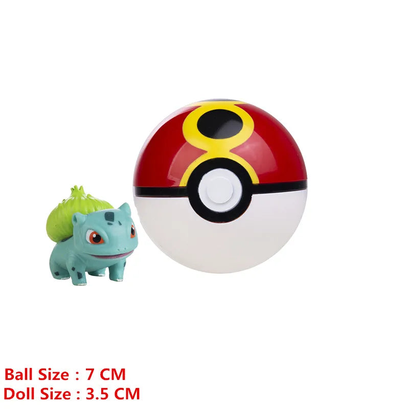 Pokemon Pokeball With Cartoons Movie Anime Figure Pikachu Charmander Eevee Squirtle Vulpix Quality Pet Action Model Toys Gifts Beauty World Shop