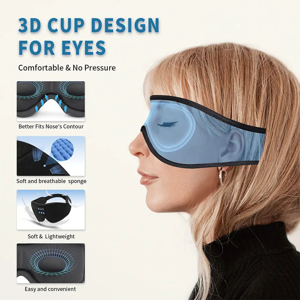Mask For Sleep Headphones Bluetooth 3D Eye Mask Music Play Sleeping Headphones with Built-in HD Speaker Beauty World Shop
