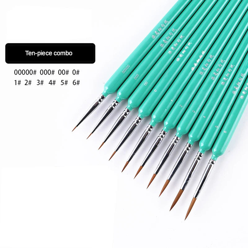 4/5/10pcs Miniature Hook Line Pen Art Painting Brushes Weasel Hair Paint Brush Gouache Watercolor Oil Paint Artists Hand Painted Beauty World Shop