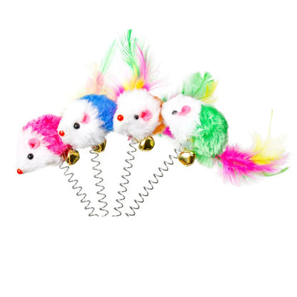 Swinging Mouse Toy - Suction Cup, Spring, and Feather Mouse Toy with Bell Sound, Interactive Cat Toy Beauty World Shop