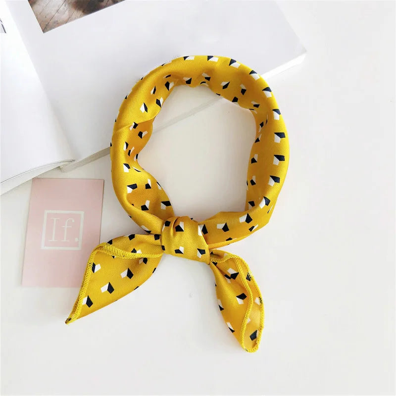Square Scarf Hair Tie Band For Business Party Women Elegant Small Vintage Skinny Retro Head Neck Silk Satin Scarf Beauty World Shop