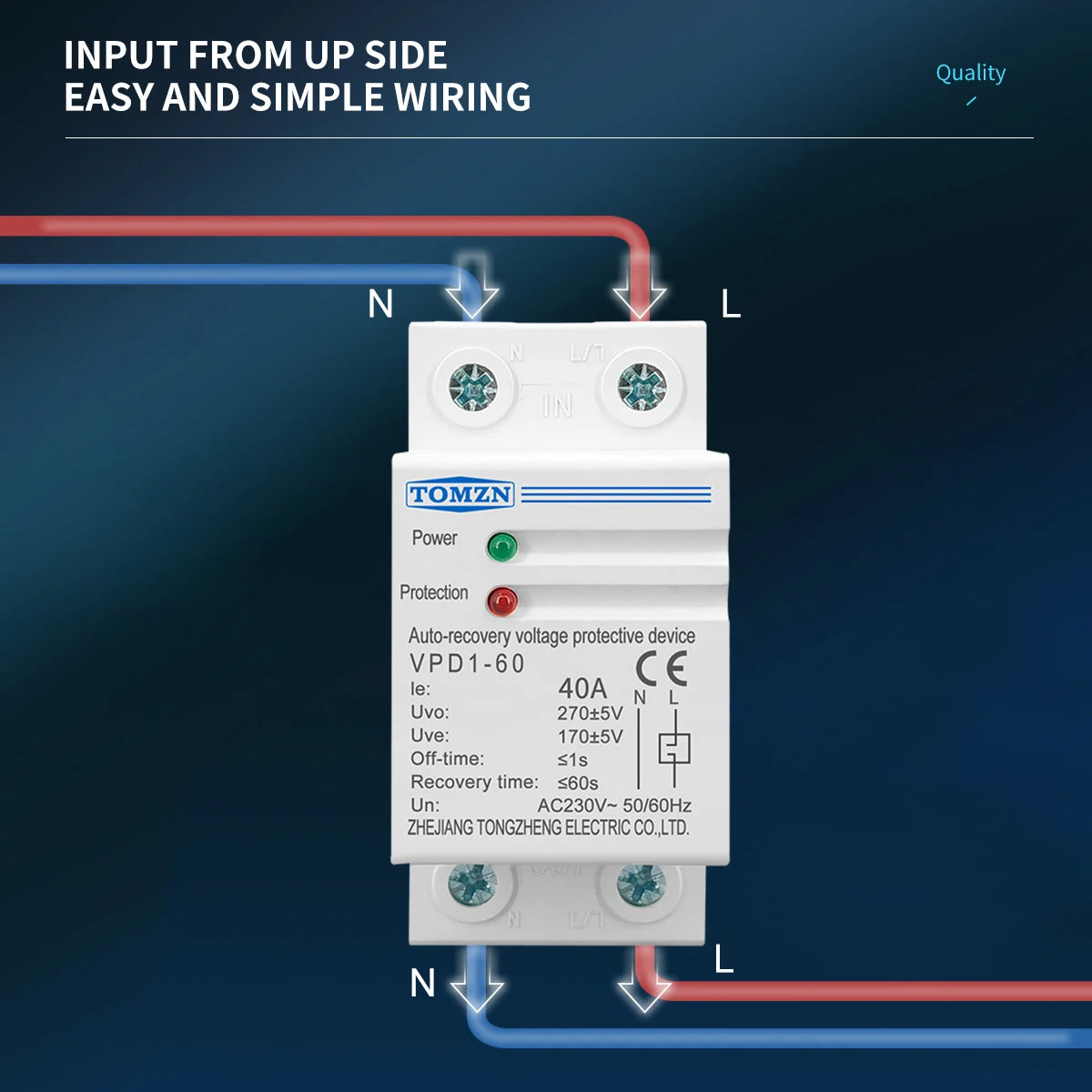 TOMZN 40A 60A 230V DIN Rail Automatic Recovery Reconnect Over Voltage And Under Voltage Protective Device Protection Relay Beauty World Shop