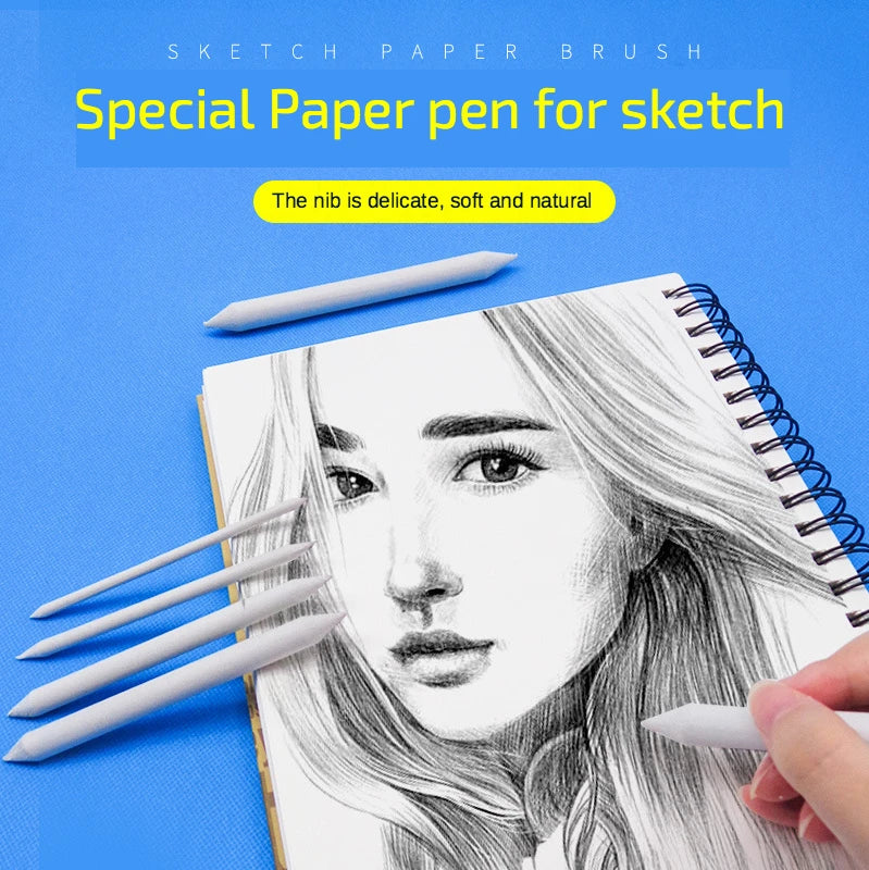 3/6pcs/set Blending Smudge Stump Stick Tortillon Sketch Art White Drawing Charcoal Sketcking Tool Rice Paper Pen Artist Supplies Beauty World Shop