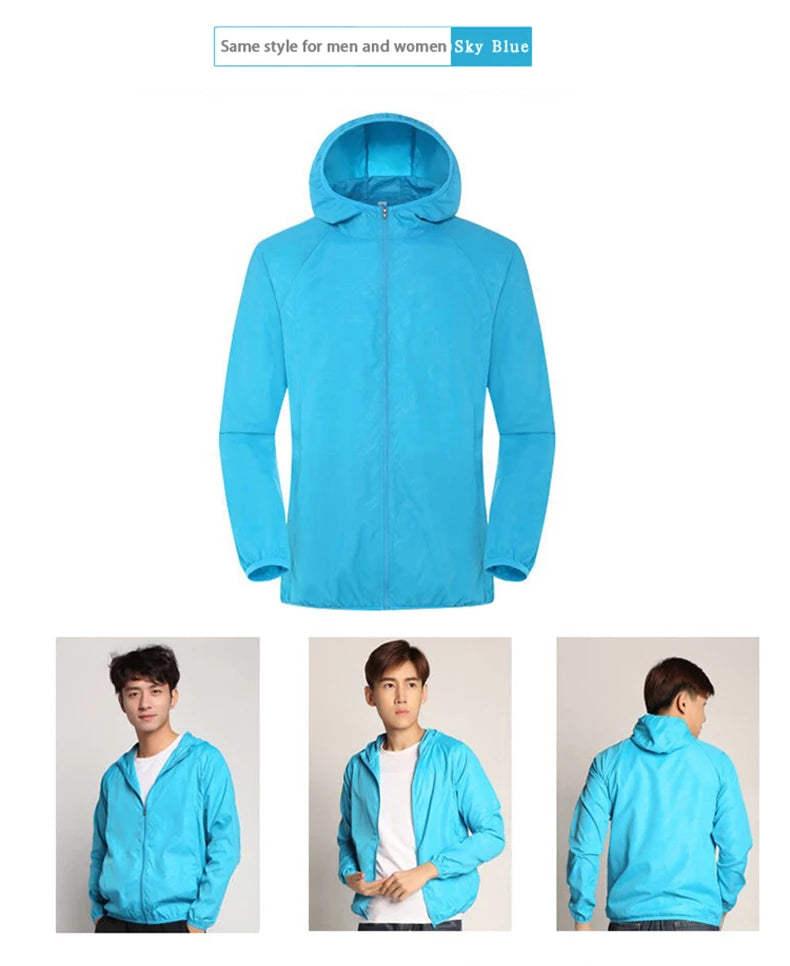 LNGXO Hiking Waterproof Jacket Women Men Camping Running Sun-Protective Windbreaker Quick Dry Outdoor Sport Rain Coat Unisex Beauty World Shop