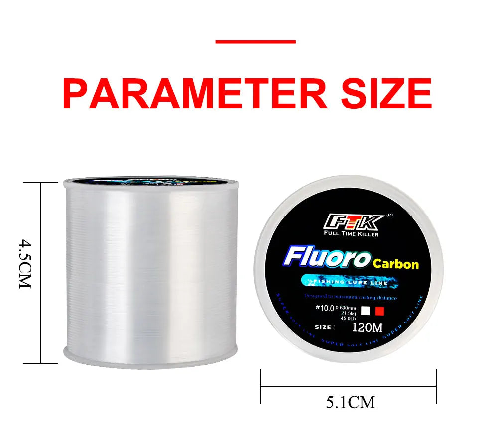 120M Fluorocarbon Coating Fishing Line 0.20mm-0.60mm 7.15LB-45LB Carbon Fiber Leader Line Fishing Lure Wire Sinking Line Japan Beauty World Shop