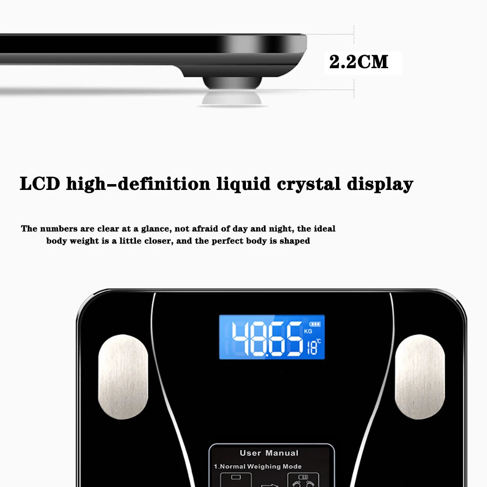 Body Fat Scale Smart Wireless Digital Bathroom Weight Scale Body Composition Analyzer With Smartphone App Bluetooth-compatible Beauty World Shop