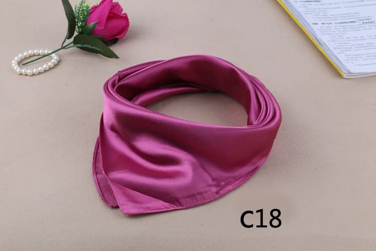 WZCX 60*60cm Women Solid Color Silk Scarf Spring Autumn Fashion New Simple Square Scarfs For Ladies Female Scarf Beauty World Shop