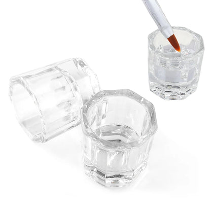 1pcs Nail Crystal Glass Nail Cup Acrylic Liquid Dappen Dish Clear Bowl Nail Powder Holder Container Equipment  Tools Beauty World Shop