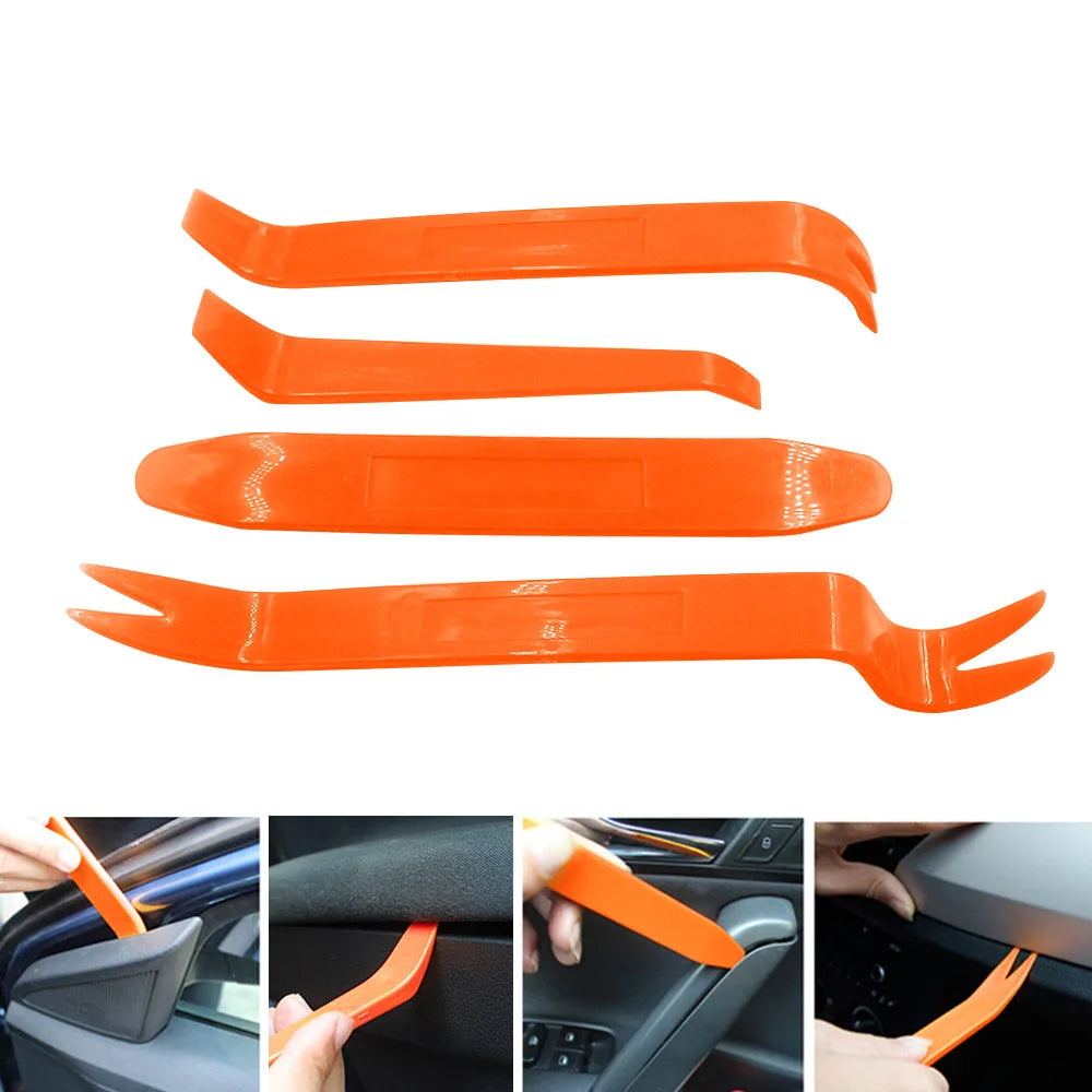 4pcs/Set Portable Car Panel Removal Tool Kit Nail Puller Radio Audio Door Pry Repair Clip Trim Dash Removal Installer Hand Tool Beauty World Shop