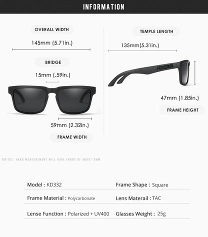 KDEAM Men's Polarized Sunglasses Square Casual Outdoors Sun Glasses Women Unisex Sunglass For Couple With Zipper Case Beauty World Shop