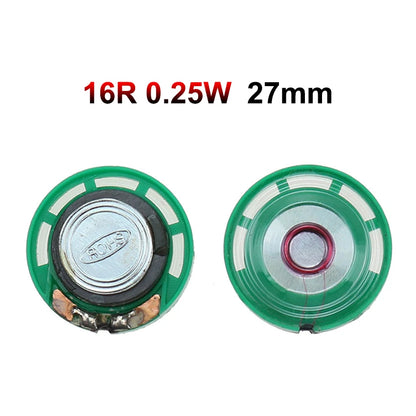 JCD 2PCS 8 Ohm 0.25W 0.5W 16/32Ohm Horn Loudspeaker 8R 16R 32R 20mm 21mm 23mm 27mm 29mm 36mm 40mm Diameter Loud Speaker
