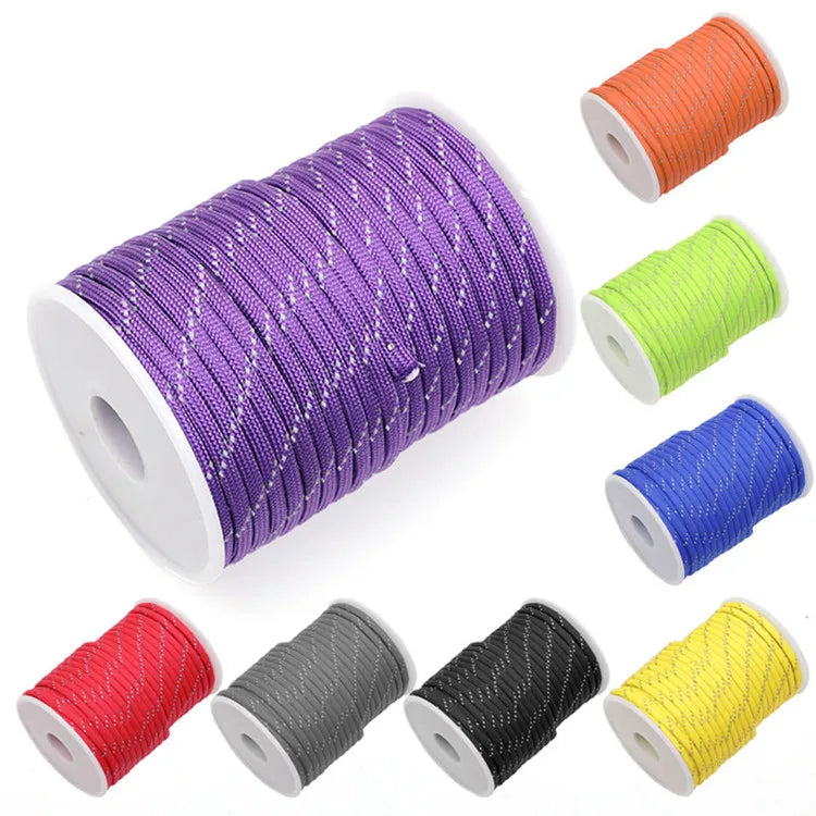 Reflective Paracord Military 7 Strand 4mm 550 Tactical Parachute Cord Camping Tent Lanyard DIY Bracelet Weaving Rope Beauty World Shop