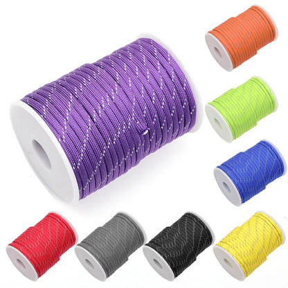 Reflective Paracord Military 7 Strand 4mm 550 Tactical Parachute Cord Camping Tent Lanyard DIY Bracelet Weaving Rope Beauty World Shop