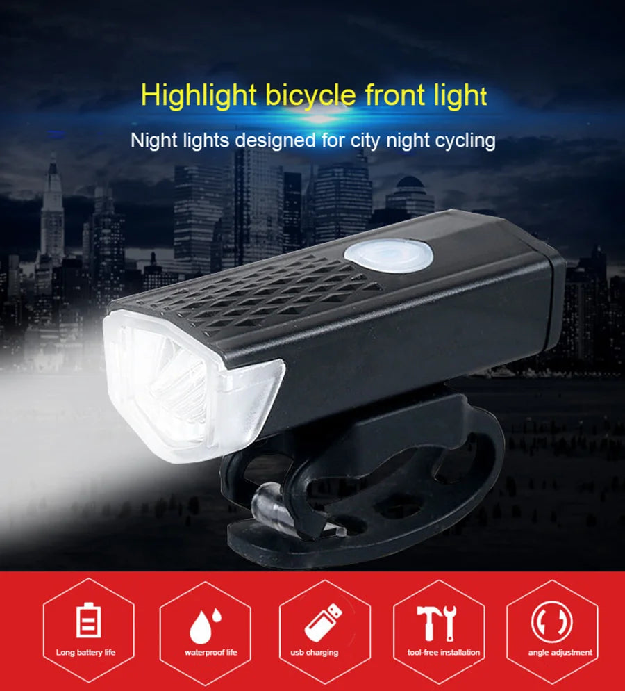 Bike Light Set Front Light with Taillight USB Rechargeable Easy to Install 3 Modes Bicycle Accessories for the Bicycle Road MTB Beauty World Shop