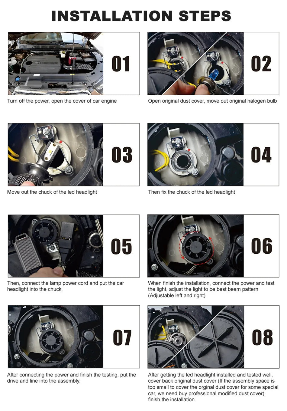 Heyword 22000lm 160W 1860 CSP chip 3000k/4300k/6000k/8000k Car LED Headlight   h4 h7 h1 LED headlights 9005 H7  h9 h11 led light Beauty World Shop