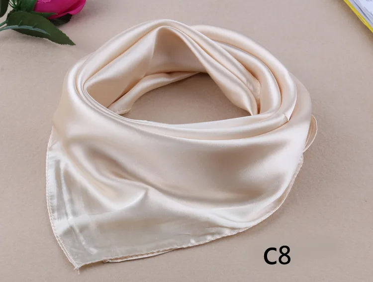 WZCX 60*60cm Women Solid Color Silk Scarf Spring Autumn Fashion New Simple Square Scarfs For Ladies Female Scarf Beauty World Shop