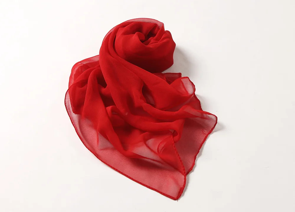 Fashion Four Seasons Women Plain Color Thin Soft Beach Thin Silky Georgette Scarf Shawls Long Wraps Beach Sunscreen Hijab Beauty World Shop