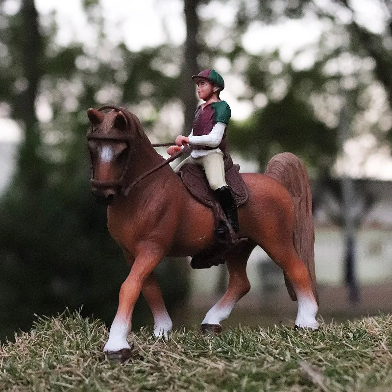Oenux Farm Stable House Model Action Figures Emulational Horseman Horse Animals Playset Figurine Cute Educational Kids Toy Gift Beauty World Shop