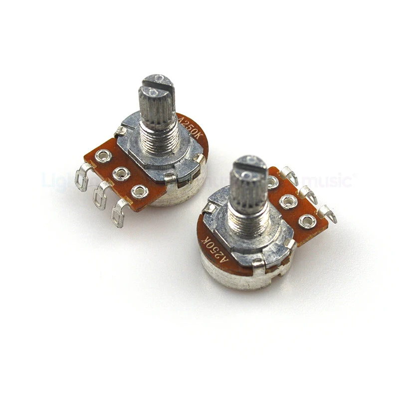 2pcs A500K B500K A250K B250K Potentiometer Splined Small Pot Electric Guitar Bass Effect Amp Tone Volume 15mm 18mm Shaft Parts Beauty World Shop