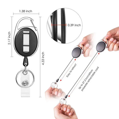 Retractable Badge Reel with Card Holder Reel Clip Key Ring Retractable ID Card Holder Key Chain Holders for Office Name Tag Beauty World Shop