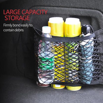 Car Trunk Mesh Organizer Car Tail Storage Net Seat Back Pocket Universal Trunk Bag Auto Magic Tape Network Interior Accessories Beauty World Shop