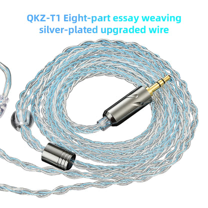 QKZ T1 Earphone Cable QDC Type Copper Silver-plated Upgrade Cable 3.5mm Wired Headphones For KZ ZSN PRO ZS10 pro EDX TRN CCA