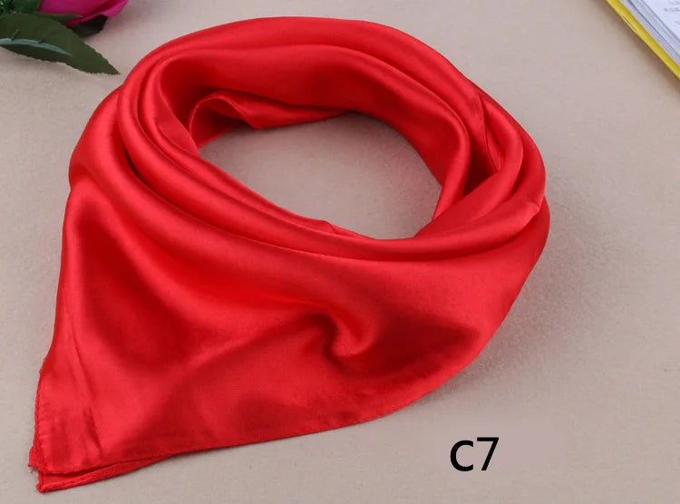 WZCX 60*60cm Women Solid Color Silk Scarf Spring Autumn Fashion New Simple Square Scarfs For Ladies Female Scarf Beauty World Shop