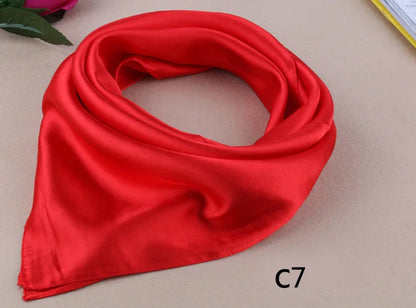 WZCX 60*60cm Women Solid Color Silk Scarf Spring Autumn Fashion New Simple Square Scarfs For Ladies Female Scarf Beauty World Shop