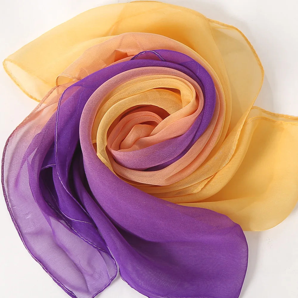 Four Seasons Thin Soft Chiffon For Women Silky Gradient Printing Beach Georgette Scarf Shawls Long Wraps Beach Sunscreen Hijab Beauty World Shop