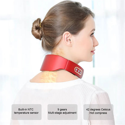 Electric Neck and Shoulder Pulse Massager 6 Mode 9 Levels Adjustable Cervical Vertebra Relax Pain Relief Kneading Machine Beauty World Shop