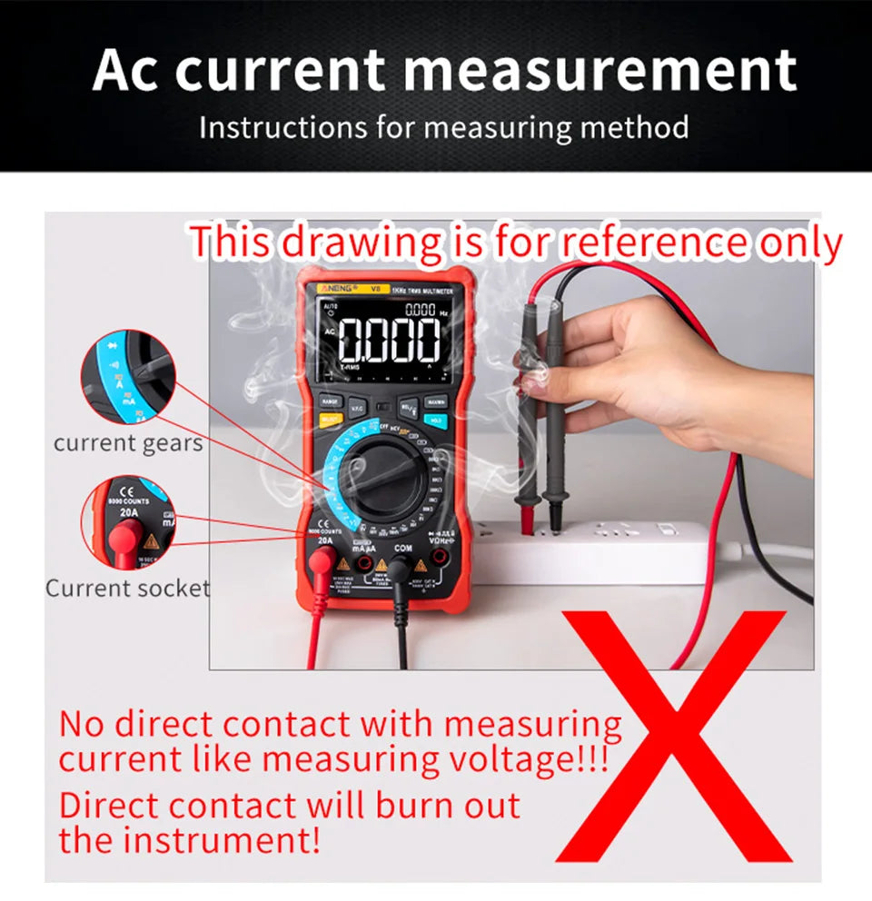 ANENG DM850 Digital Multimeter Automatic Professional 1999 Counts Auto AC/DC Votage Tester Ohm Current Ammeter Detector Tool Beauty World Shop
