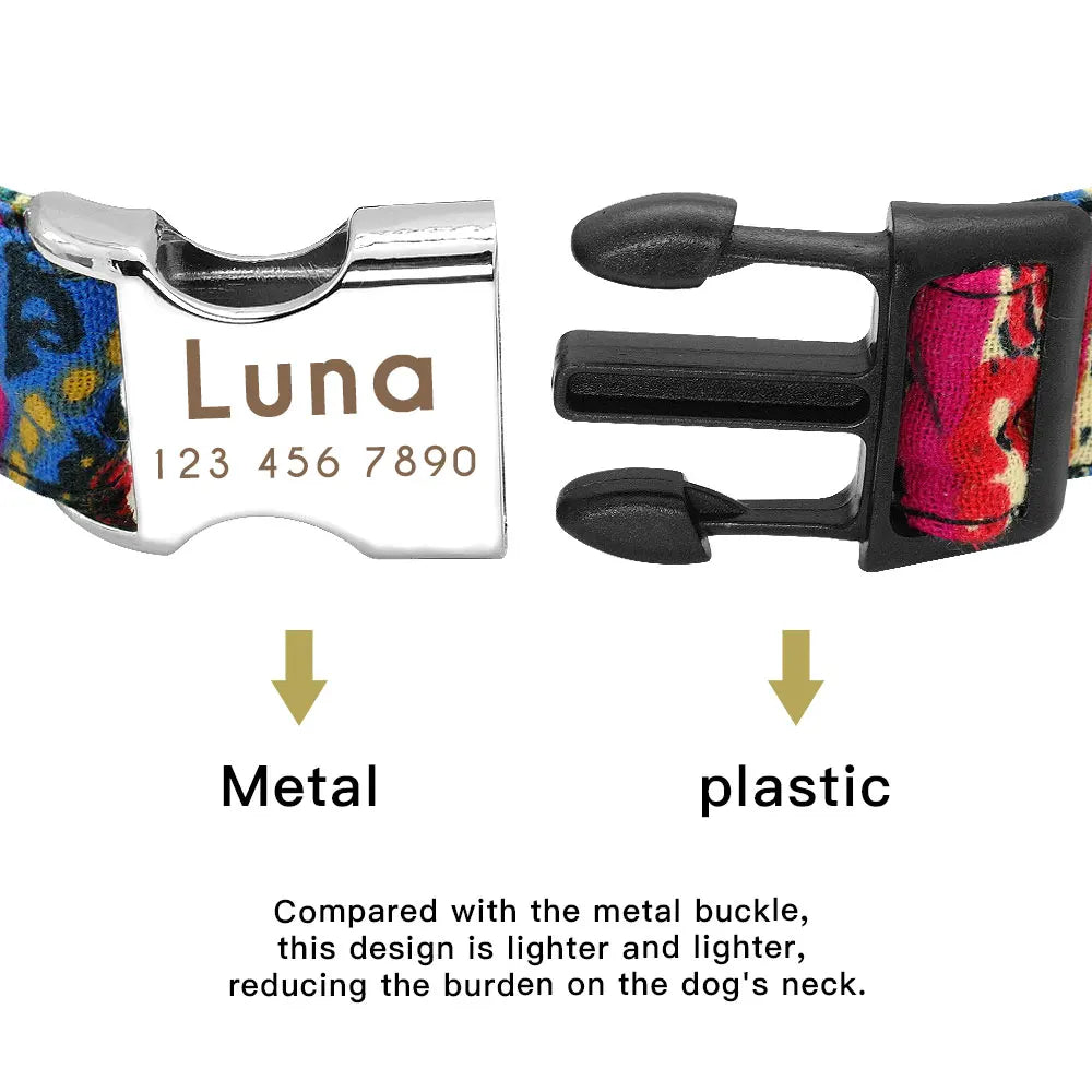 Adjustable Nylon Dog Collar Personalized Dogs Cat ID Collars With Engraved Name Buckle Anti-lost for Small Medium Large Dogs Beauty World Shop