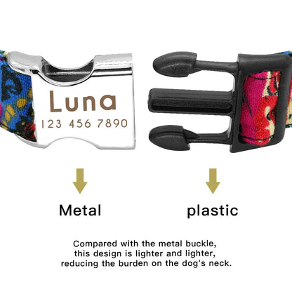 Adjustable Nylon Dog Collar Personalized Dogs Cat ID Collars With Engraved Name Buckle Anti-lost for Small Medium Large Dogs Beauty World Shop