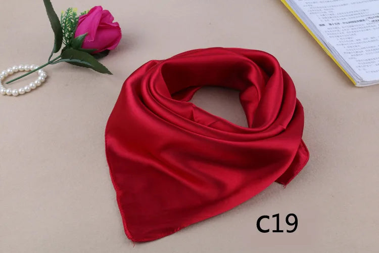 WZCX 60*60cm Women Solid Color Silk Scarf Spring Autumn Fashion New Simple Square Scarfs For Ladies Female Scarf Beauty World Shop