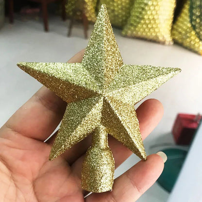 15/20cm Christmas Tree Top Star Merry Christmas Decorations for Home Shiny Gold Powder Five-pointed Star New Year's Ornament Beauty World Shop
