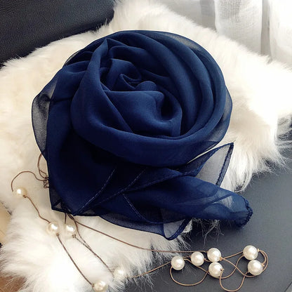 Fashion Four Seasons Women Plain Color Thin Soft Beach Thin Silky Georgette Scarf Shawls Long Wraps Beach Sunscreen Hijab Beauty World Shop