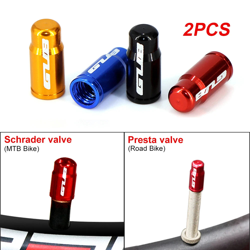 2pcs GUB Aluminum CNC Bicycle Tire Valve Cap MTB Road Bike Tube Tyre Gas Nozzle Cover for AV FV Schrader Presta Valve Dustproof Beauty World Shop