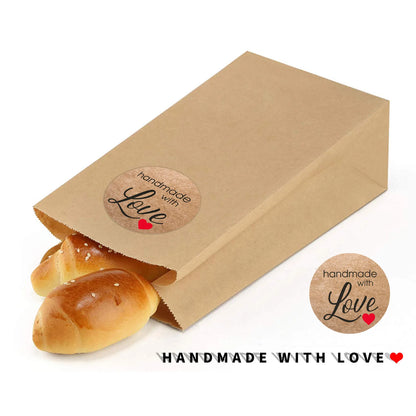 100-500pcs 1inch Vintage Kraft Paper Handmade With Love Stickers for Package Thank You Stationery Adhesive Labels Baking Seals Beauty World Shop