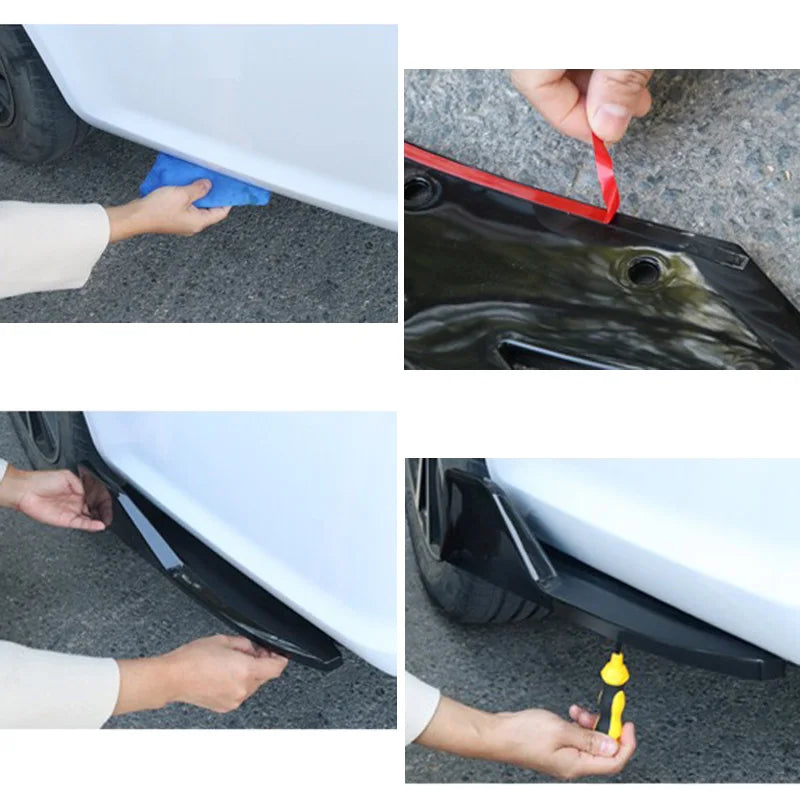 Pair Universal Car Rear Bumper Spoiler Lip Carbon Fiber Wing Trim Protection Anti-crash Diffuser Side Skirt Wrap Angle Splitter Beauty World Shop