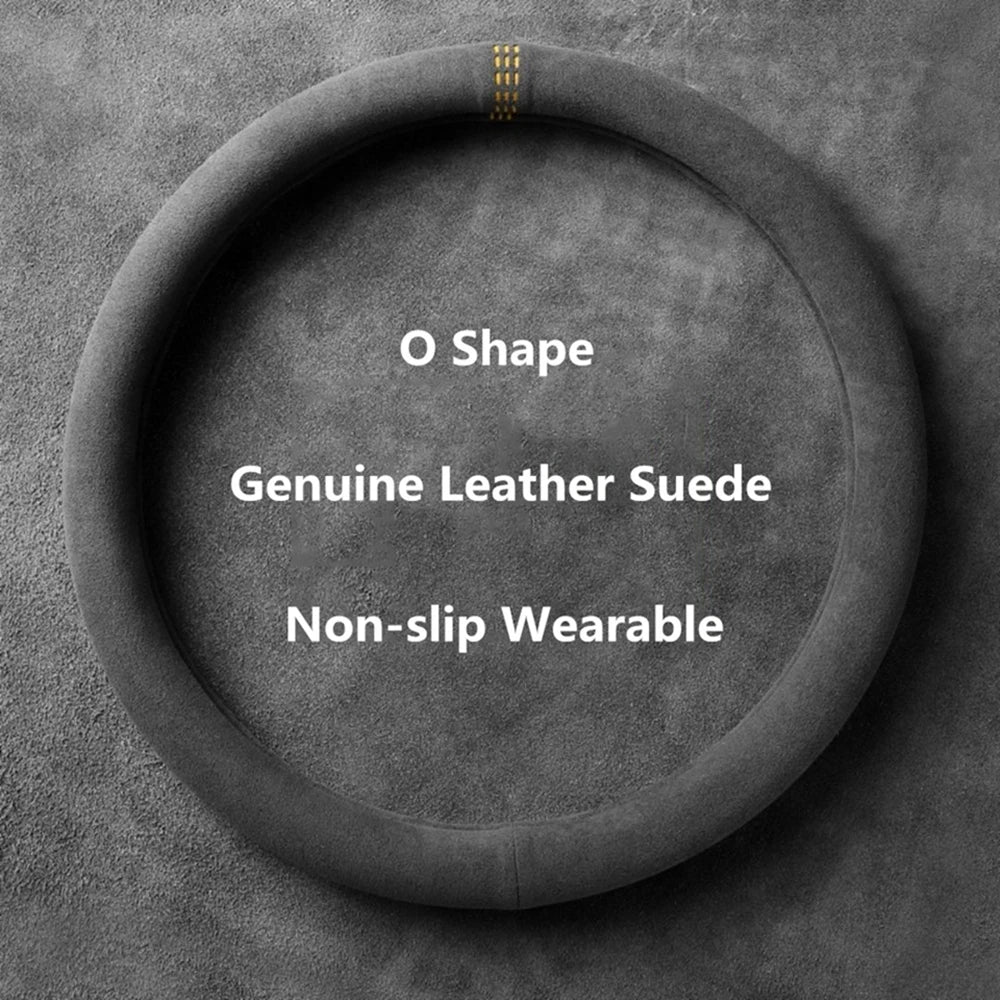 38cm Suede Leather Car Steering Wheel Cover Wear-Resistant For BMW E90 F01 F06 F10 F15 F16 F20 F21 F25 F26 F30 F32 F82 M3 G20 X5 Beauty World Shop